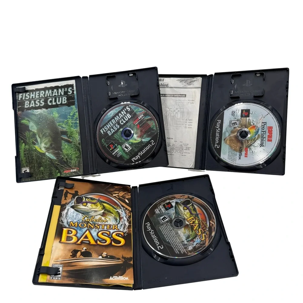PlayStation 2 Fishing Game Lot 3 Games Black 2002-2007